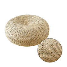 Load image into Gallery viewer, Floor Pillow Eco-Friendly Round Straw Cushion Hand Woven Tatami Floor Mat Yoga Tea Ceremony Meditation Pad
