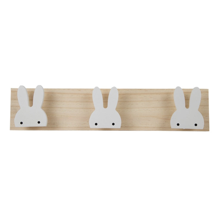 Kids Room Decorative Wooden Hooks White Bunny Dinosaur Natural Wood Hooks For Baby Boys Kids Nursery Room Storage Decoration