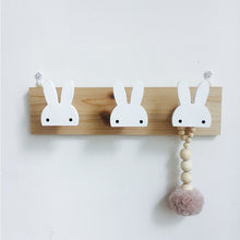 Load image into Gallery viewer, Kids Room Decorative Wooden Hooks White Bunny Dinosaur Natural Wood Hooks For Baby Boys Kids Nursery Room Storage Decoration
