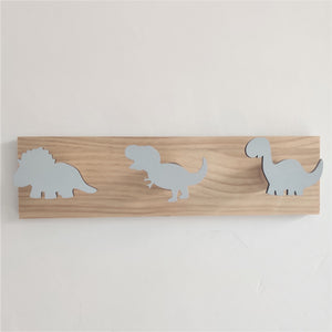 Kids Room Decorative Wooden Hooks White Bunny Dinosaur Natural Wood Hooks For Baby Boys Kids Nursery Room Storage Decoration