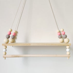 Wood Shelf Kids Room Natural Wood Beads Wall Shelf Storage Shelves Kids Decorative Shelves For Girl Room Baby Nursery Decoration